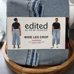 Edited by Remi Bader Light Blue Wide Leg Crop Jeans Plus Size 22W